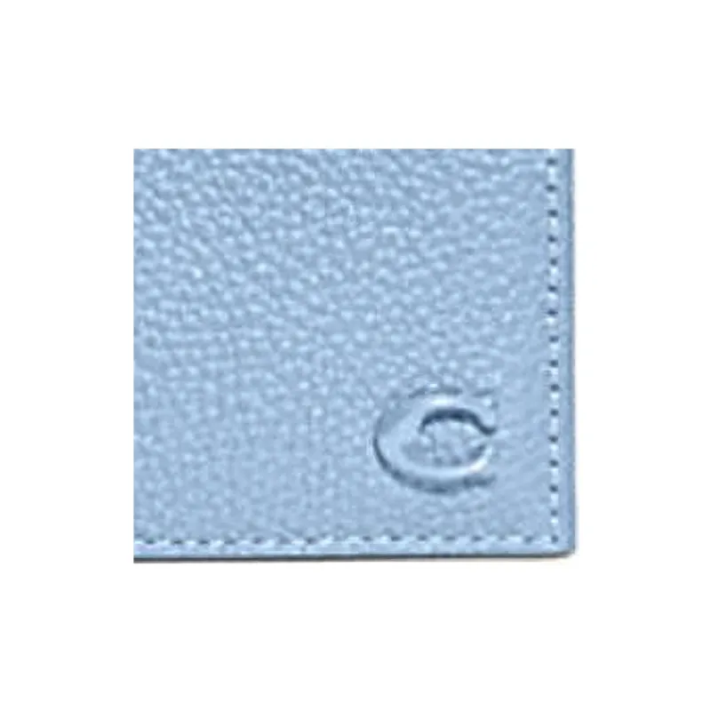 COACH Billfold Wallet Pebbled Leather Wallet Women's Blue-4