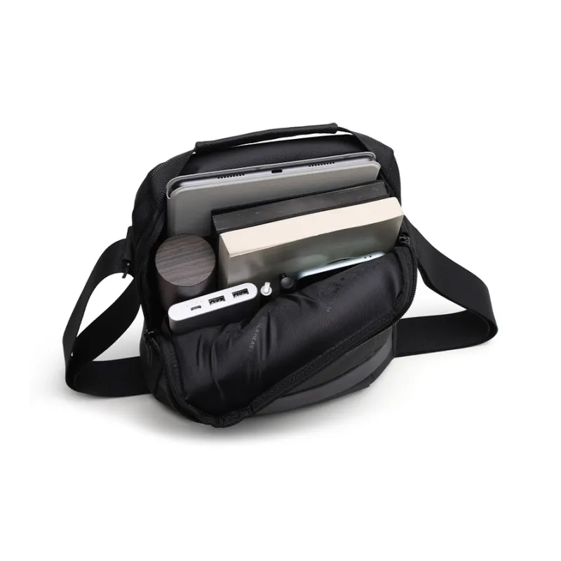 HLA Polyester Crossbody Bag Medium Size Men's Black/Gray-4