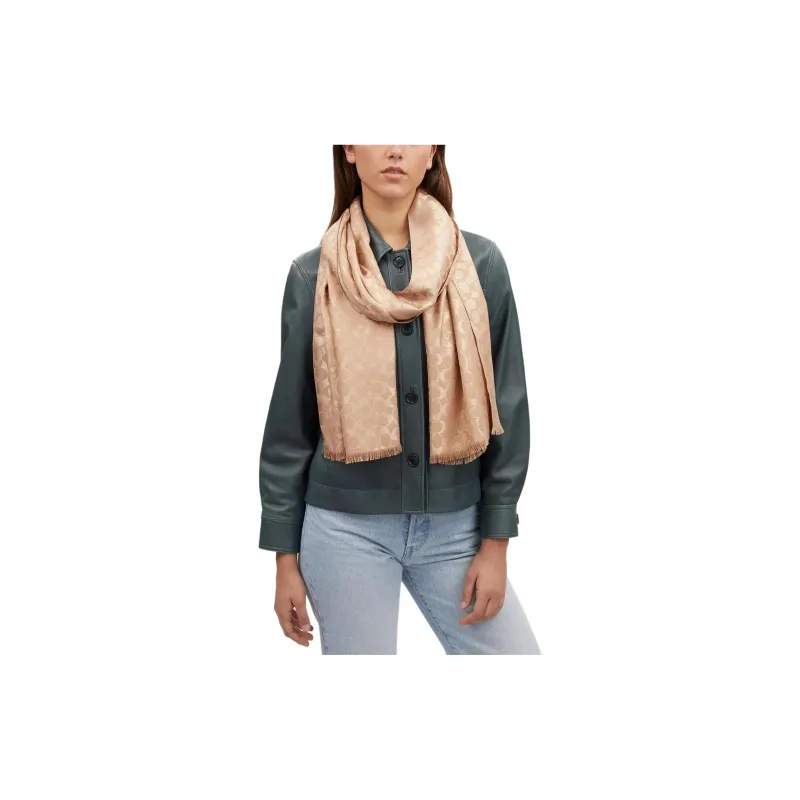 COACH Modal Knit Scarves Women's Beige-4