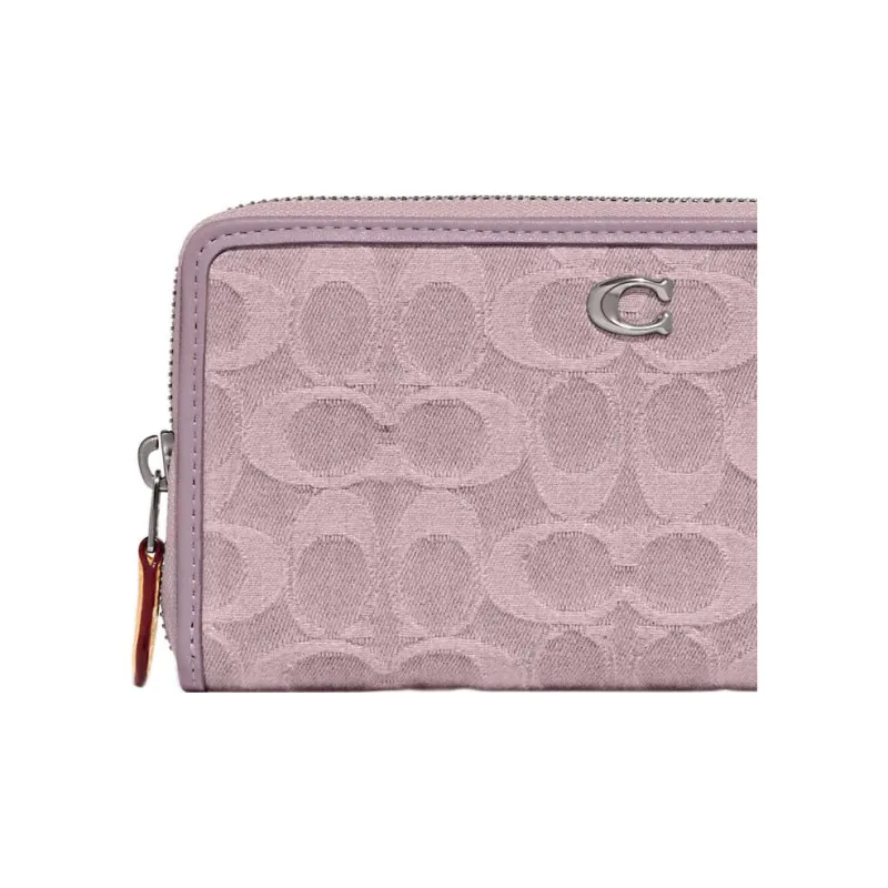 COACH Zip Around Fabric Mahjong Bag Handheld Wallet Small Size Women's Light Purple-2