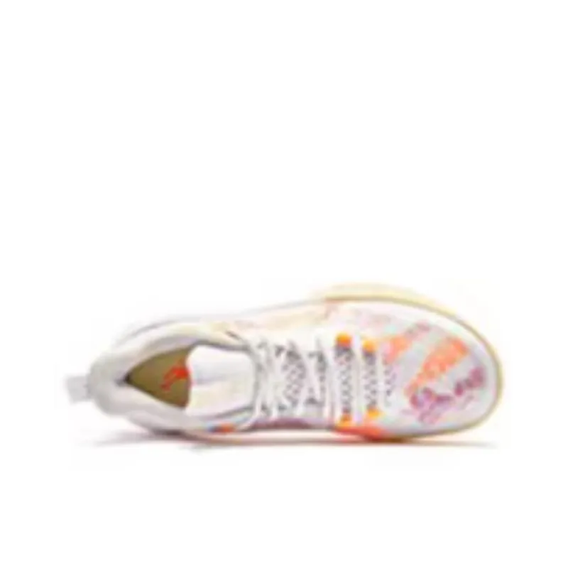 QIAODAN Wind Blade 4 TEAM Slip Resistant Low Top Basketball Shoes Men's White Red Orange-3