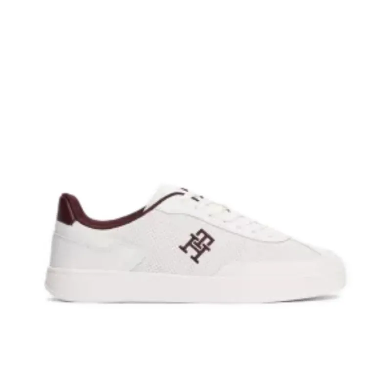 Tommy Hilfiger TH Monogram Slip Resistant Low Top Skateboard Shoes Women's Beige Red-1