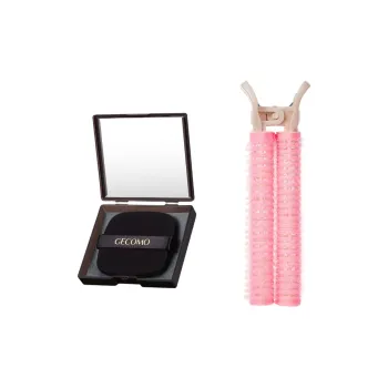 GECOMO Volume Curl Hair Clip+Oil Absorbing Paper Combo, Built in Mirror Powder Puff, Makeup Tool