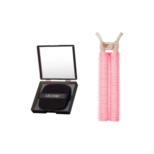 GECOMO Volume Curl Hair Clip+Oil Absorbing Paper Combo, Built in Mirror Powder Puff, Makeup Tool