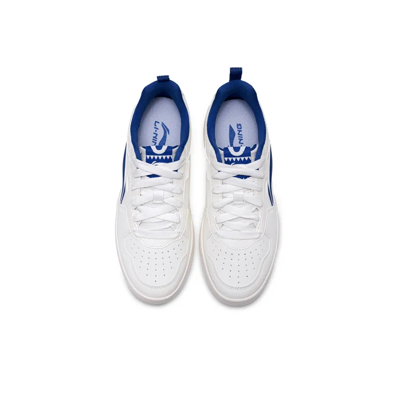 LiNing Early Cloud Wear-Resistant Lightweight Height Increasing Low-Top Skateboard Shoes Men's Ivory Blue-3