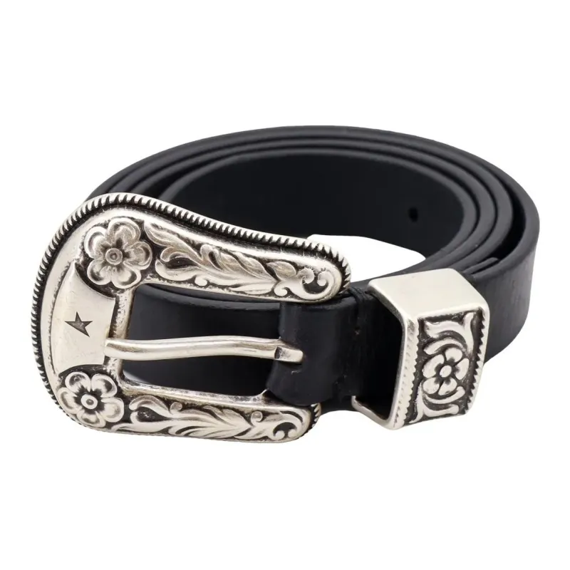 Golden Goose Floral Engraved Buckled Belt-1