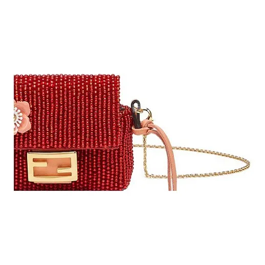 FENDI Baguette Enamel Metal Finish Earphone Case Baguette Bag Shoulder Bag Crossbody Bag Women's Red-2