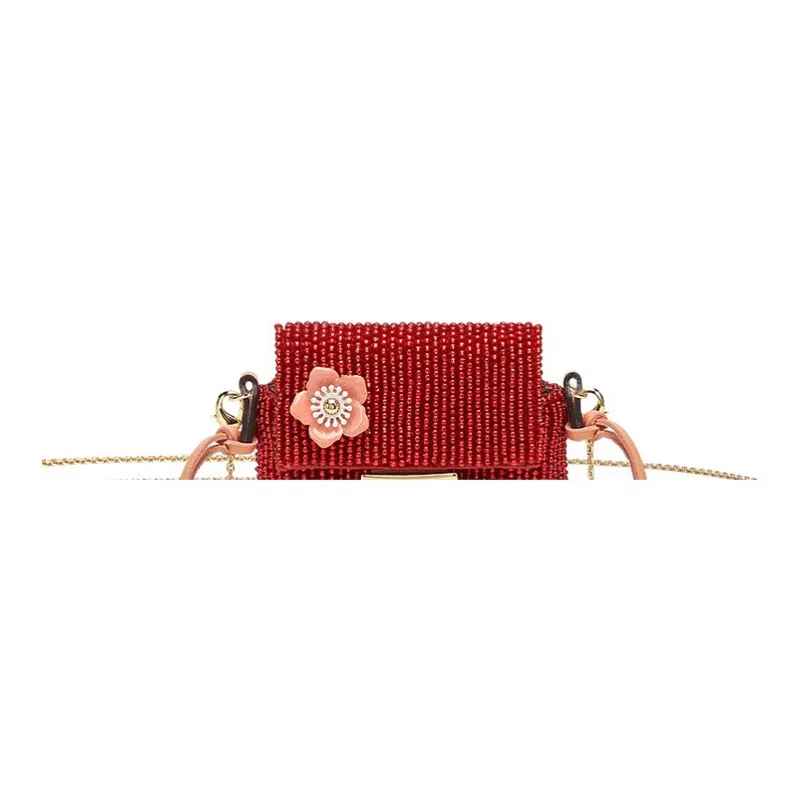 FENDI Baguette Enamel Metal Finish Earphone Case Baguette Bag Shoulder Bag Crossbody Bag Women's Red-4