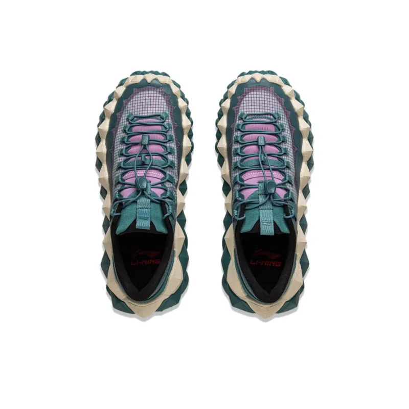 LiNing Cushioning Lightweight Low Top Casual Shoes Unisex Green Purple-3