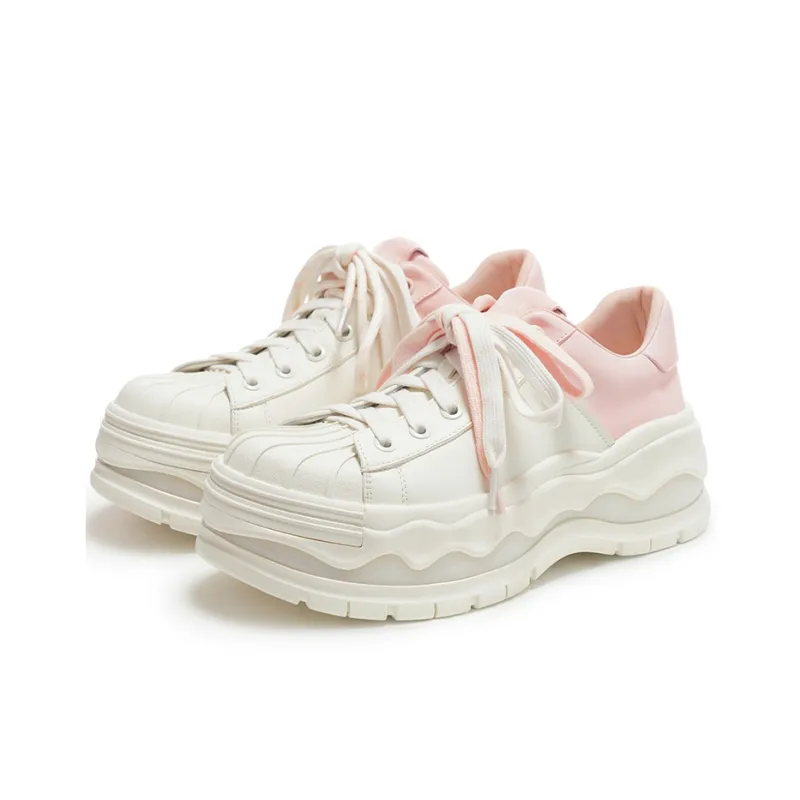 VITTORIO VENTURA Slip-Resistant Low-Top Casual Shoes Women's White & Pink-2