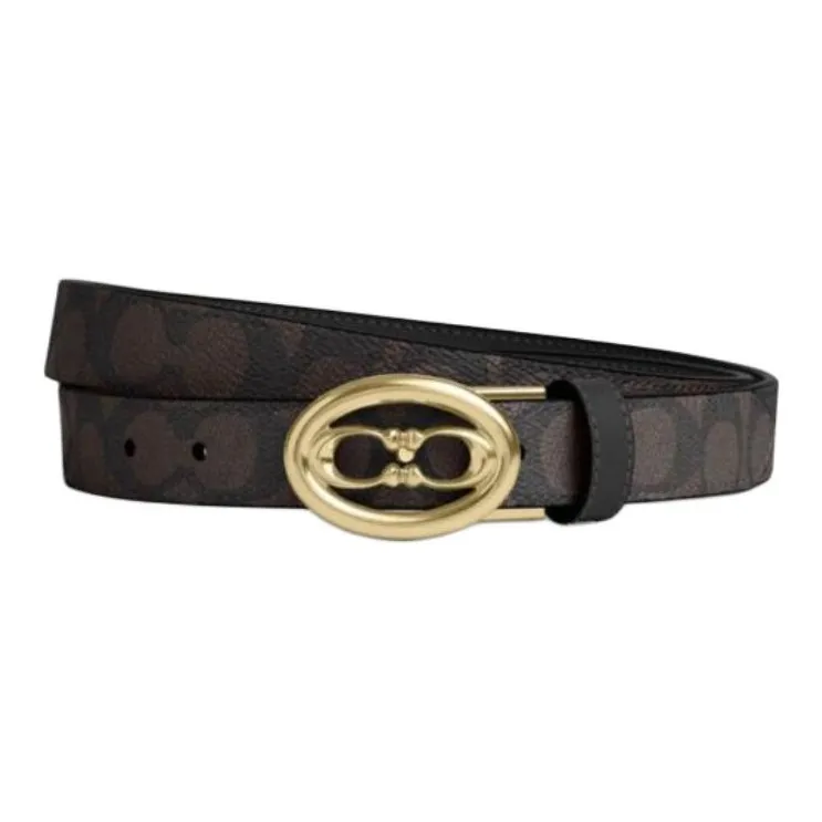 COACH Cow Leather Belts Women's Walnut Width 2.5CM-0