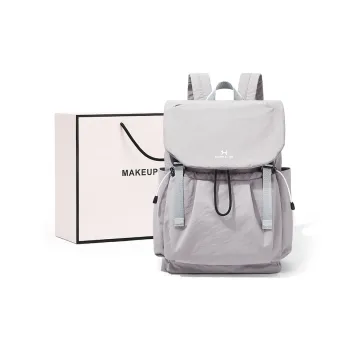 MAKEUP KITTEN Nylon Fabric Laptop Bag Backpack Women's Silver Gray