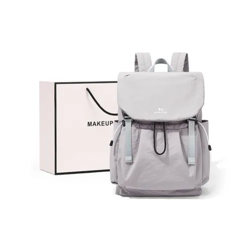 MAKEUP KITTEN Nylon Fabric Laptop Bag Backpack Women's Silver Gray