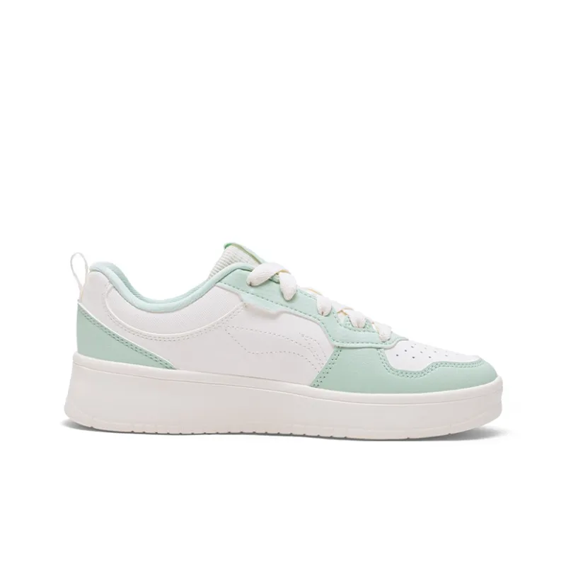 LiNing Lightweight Breathable Slip-Resistant Low-Top Skateboard Shoes Women's Beige White Green-1