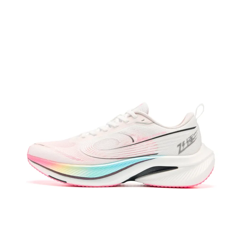 QIAODAN Anti-Slip Wear-Resistant Low-Top Casual Running Shoes Women's White Pink-0