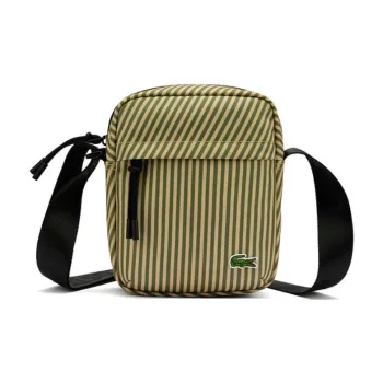 LACOSTE Fabric Shoulder Bag Crossbody Bag Unisex Yellow Stripes Print
