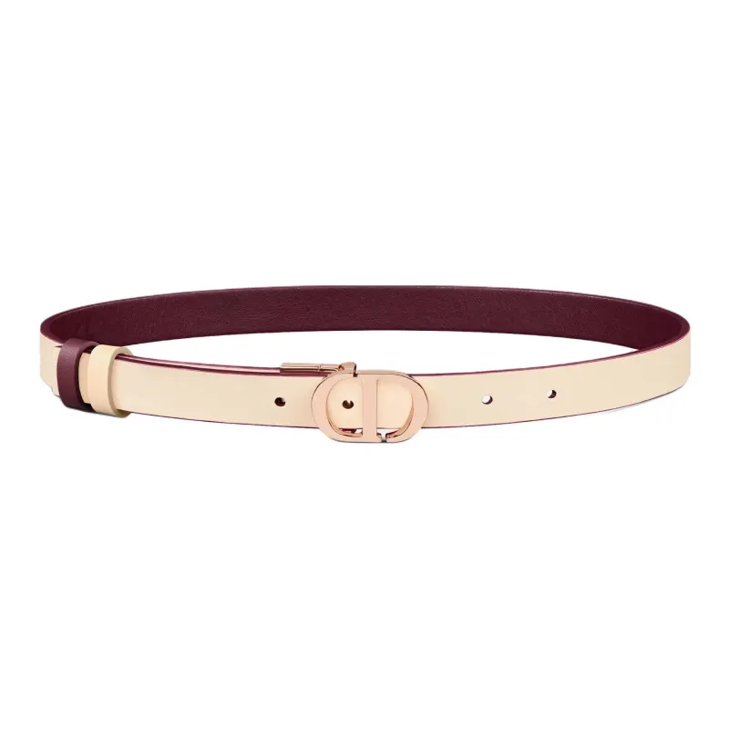 DIOR Calfskin, Brass Leather Belts Women's Red Width  2CM-1