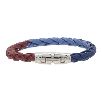 FERRAGAMO Leather Calfskin Metal Brass Bracelets Unisex Red Blue