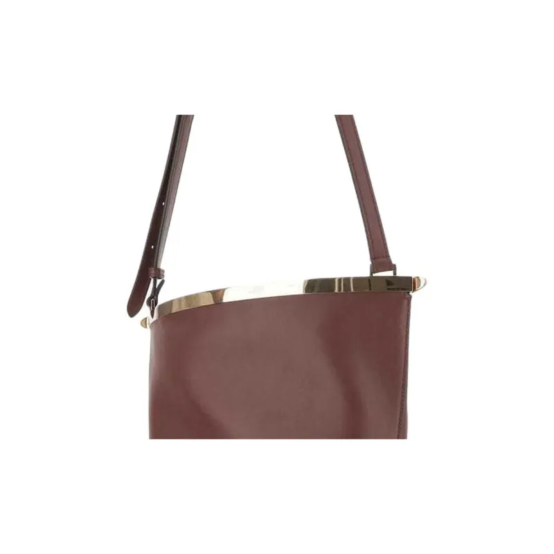TOD'S Calfskin Bucket Bags Crossbody Bag Shoulder Bag Small Size Women's Brown-4