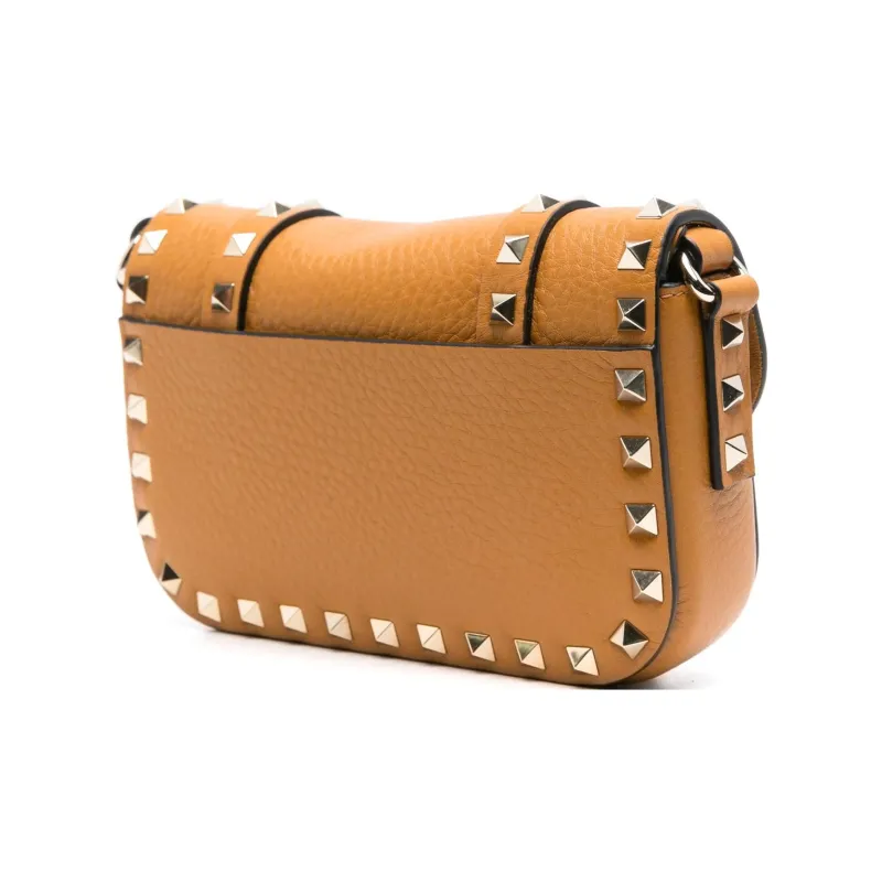 Valentino Rockstud Calfskin Shoulder Bag Mini Women's Caramel Brown-1