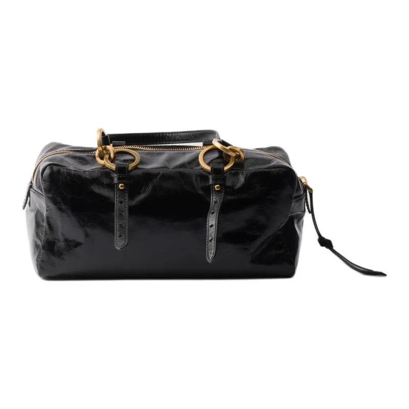 PRADA Cow Leather One Shoulder Handbag Medium Size Women's Black-3