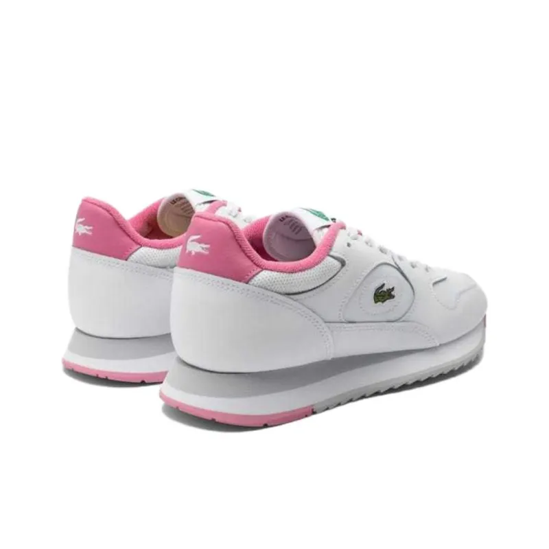 LACOSTE Linetrack Low-Top Casual Shoes Women's White Pink-2