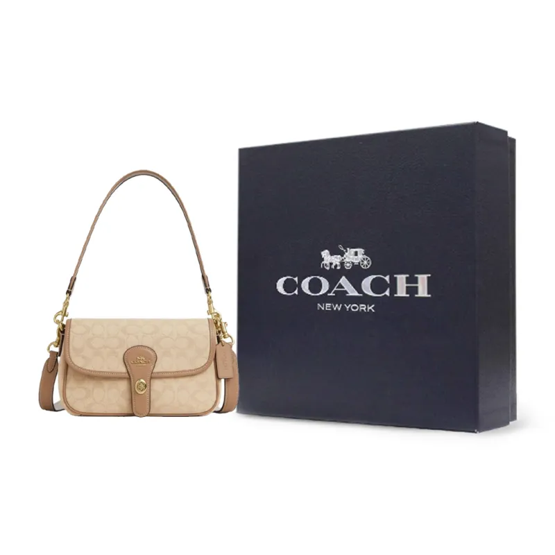 COACH Hadley Fabric Portable Crossbody Bag Shoulder Bag Women's Dark Natural-6