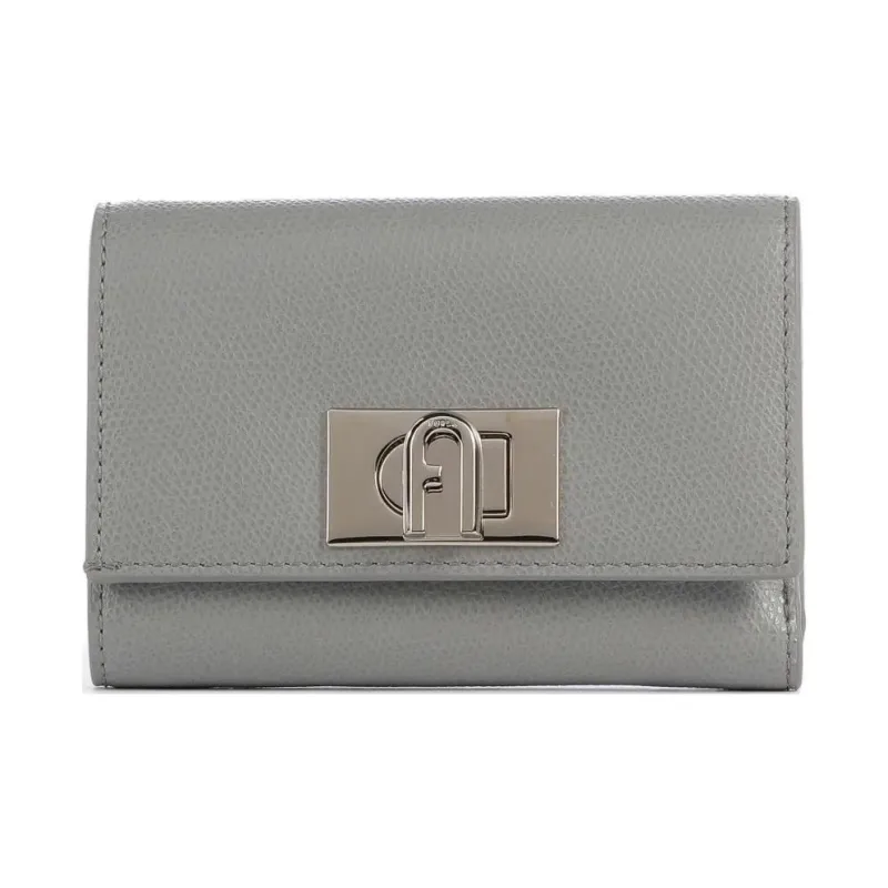 Furla 1927 Collection Grain Leather Wallet Medium Size Women's Light Gray-0
