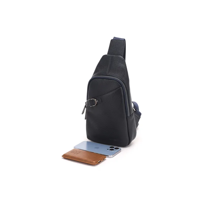 RED DRAGONFLY Cow Leather Sling Bag Men's Black/Royal Blue-9