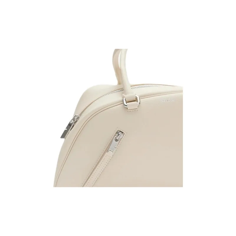 Burberry Shield Calfskin Bowling Bag, Handbag Trumpets Women's Soap White-3