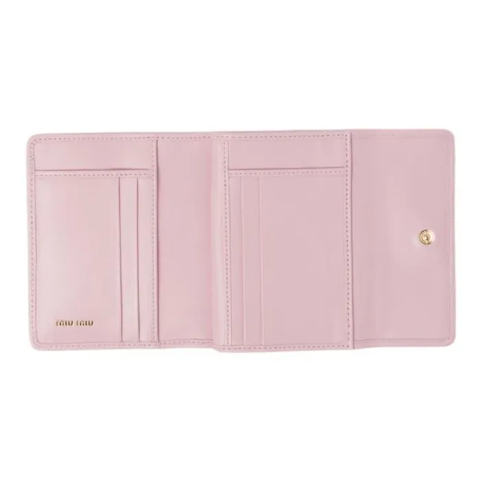 MIU MIU Lambskin Wallet Small Size Women's Snowflake Gypsum Pink-3