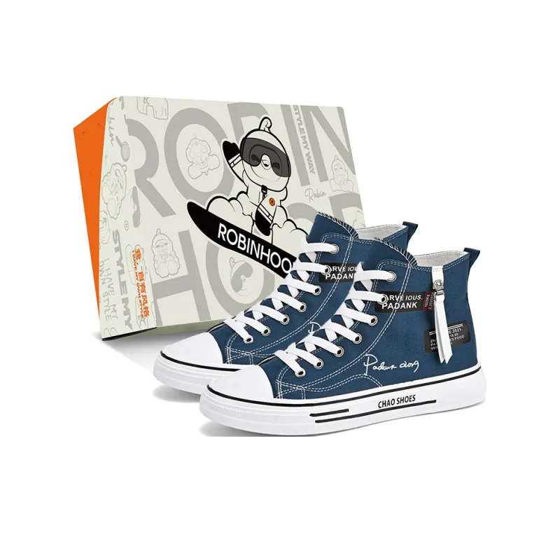 ROBINHOOD Anti-Slip And Wear-Resistant Height Increasing High-Top Canvas Shoes Men's-27
