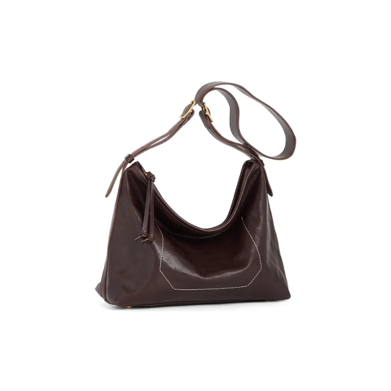 COCOEVA Crystal Vegetable Tanned Leather Shoulder Bag Crossbody Bag Women's Coffee/Black-1