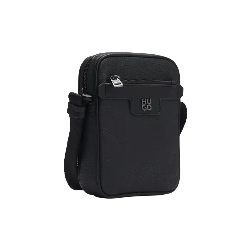 HUGO BOSS Grained Faux Leather Reporter Bag Shoulder Bag Crossbody Bag Men's Black-1