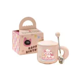 Pink Cup-Style A Double-Layer Cake Bear[Cup Lid Spoon+Handheld Box]