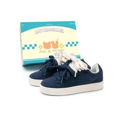A&M Anti-Slip Wear-Resistant Low-Top Skateboard Shoes Unisex Dark Blue Box