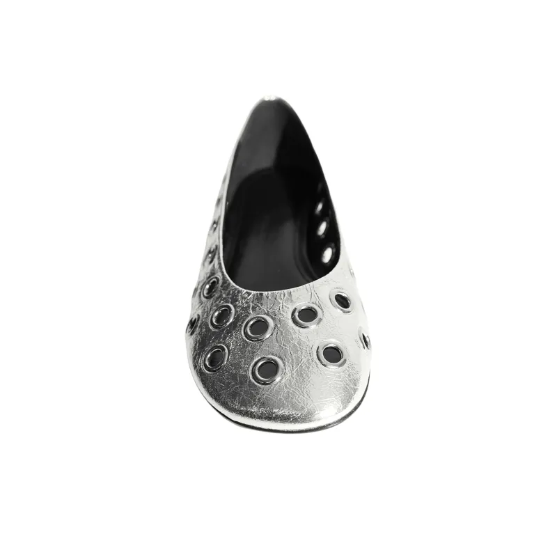 PROENZA SCHOULER Glove Grommet Casual Single Shoes Women's Silver-3