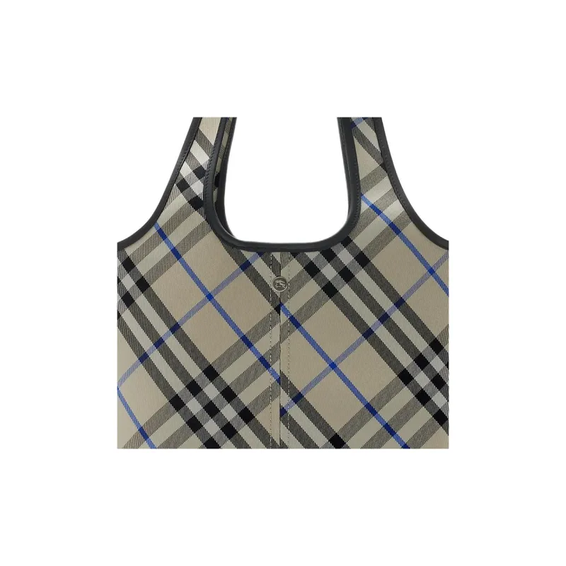 Burberry Cotton Tote Bag, Shopping Bag, Shoulder Bag Trumpets Women's Blue & Gray-4
