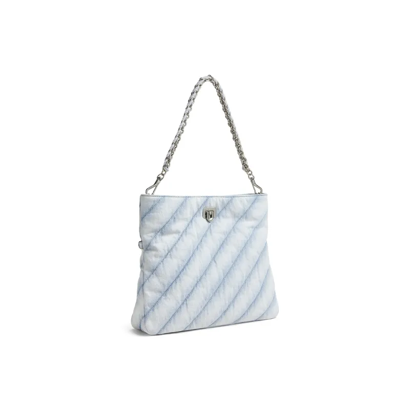 CHARLES&KEITH Denim Shoulder Bag Medium Size Women's Light Washed Denim Light Denim Blue-1