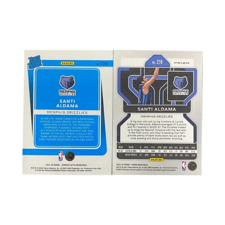 PANINI 2021-22 Grizzlies Aldama Taka Blue Fold Diamond Fold Sports Cards 2 Pcs-1
