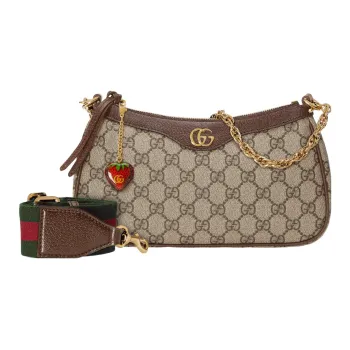 GUCCI Ophidia Monogram Canvas With Leather Trim Shoulder Bag, Handbag, Crossbody Bag, Shoulder Bag Women's