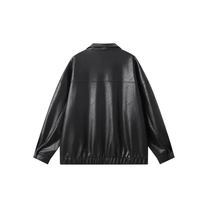 LUYUSHANYU Jacket Rugged Leather Jacket Unisex-1