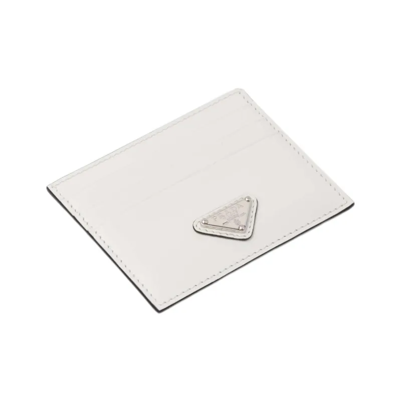 PRADA Leather Card Holder Women's White-1