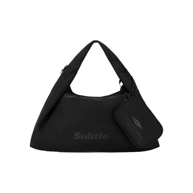 Subtle Fabric One Shoulder Handbag Large Size Unisex Ink Black-1