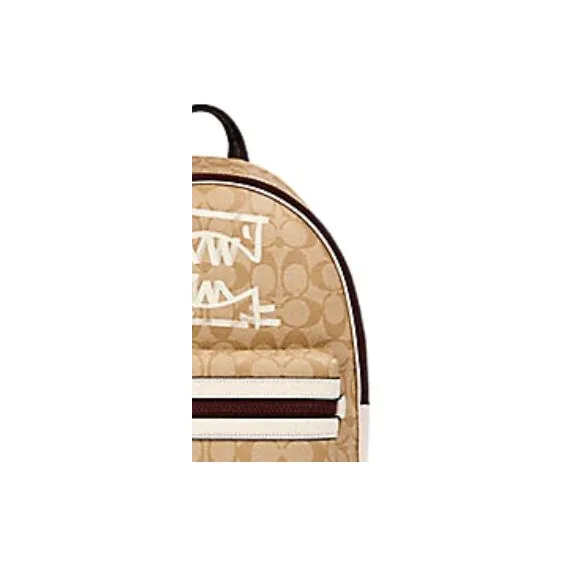 COACH X Guang Yu Charlie Canvas With Leather Coated Backpack Large Size Women's Khaki-2