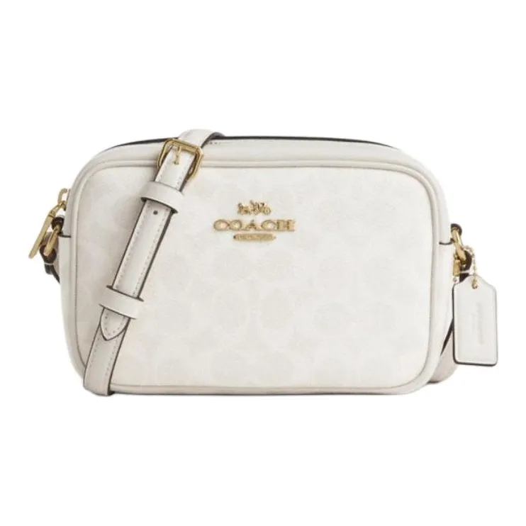 COACH Jamie Artificial Leather Camera Bag, Crossbody Bag, Shoulder Bag Mini Women's White & Chalk White-0