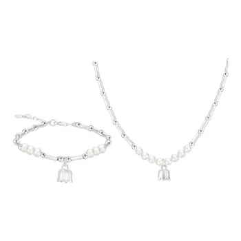 CHINA GOLD S925 Silver Pearl Necklaces Women's