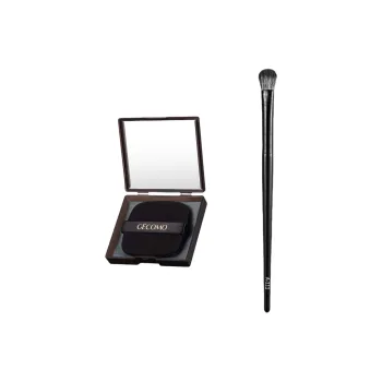 GECOMO Detail Eye Shadow Brush+Oil Absorbing Paper Combination, Built in Mirror Powder Puff, Makeup Tool