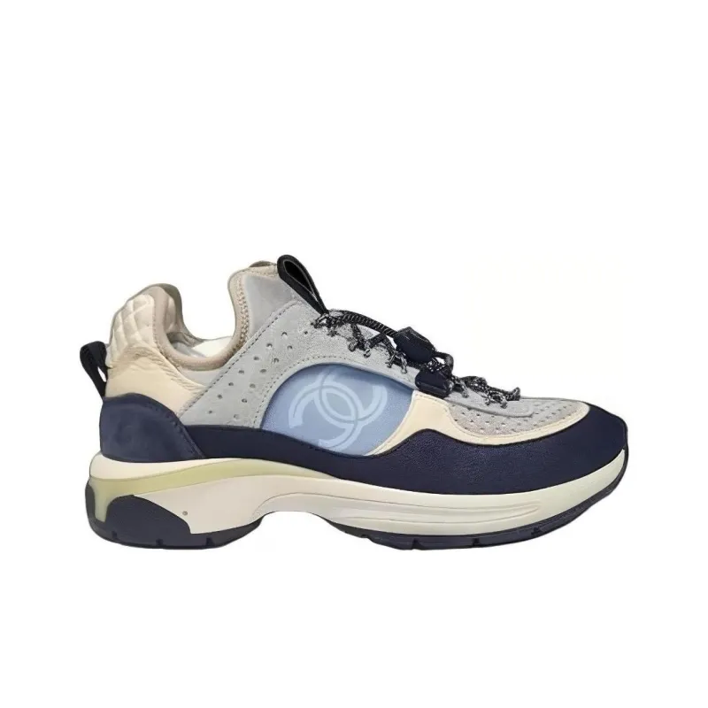 CHANEL Low Top Casual Shoes Women's White Blue Black-1
