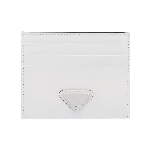 PRADA Leather Card Holder Women's White